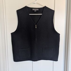 Herman Geist Vintage 100% Wool Zip Vest - Black sz 1X